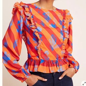 Anthropologie Ruffled Mansard Blouse